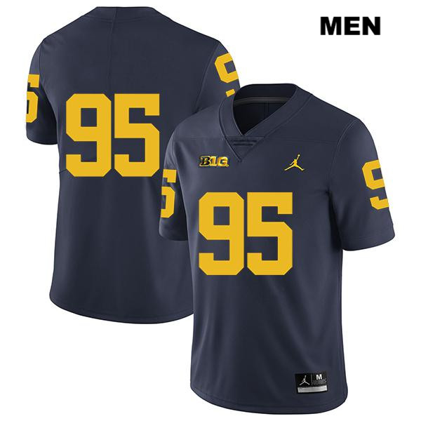 Men's NCAA Michigan Wolverines Donovan Jeter #95 No Name Navy Jordan Brand Authentic Stitched Legend Football College Jersey JO25E62PQ